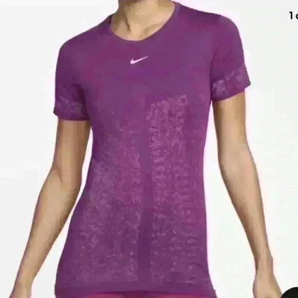 NWT Womens Nike Dri-FIT ADV Short-Sleeve Aura Blue White Open-back Size L - Picture 1 of 9